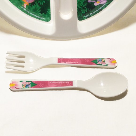 Dora The Explorer & Boots-Sectional Plate-Spoon-Fork Set-Viacom - Picture 6 of 9
